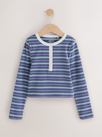 Dsiney Kidz - Grey Stripe Long Sleeve Button Tops 2 Pack (3-16yrs) image 5