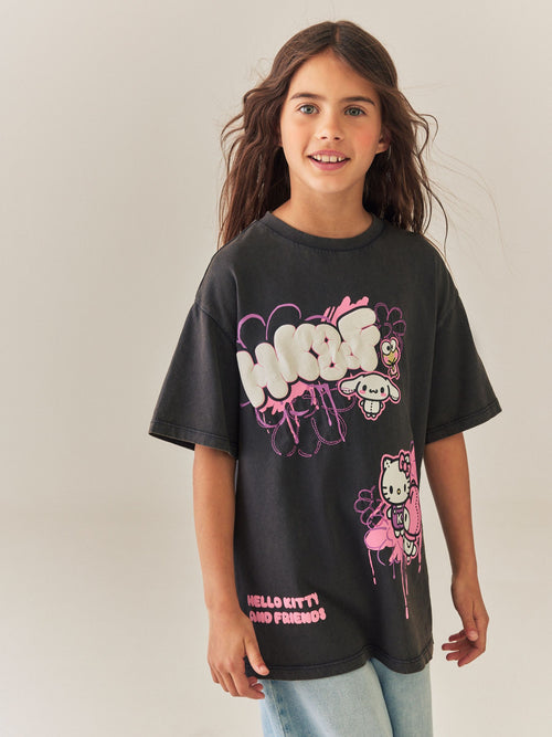 Charcoal Grey Hello Kitty Oversized Graphic T-Shirt (3-16yrs) - image 1
