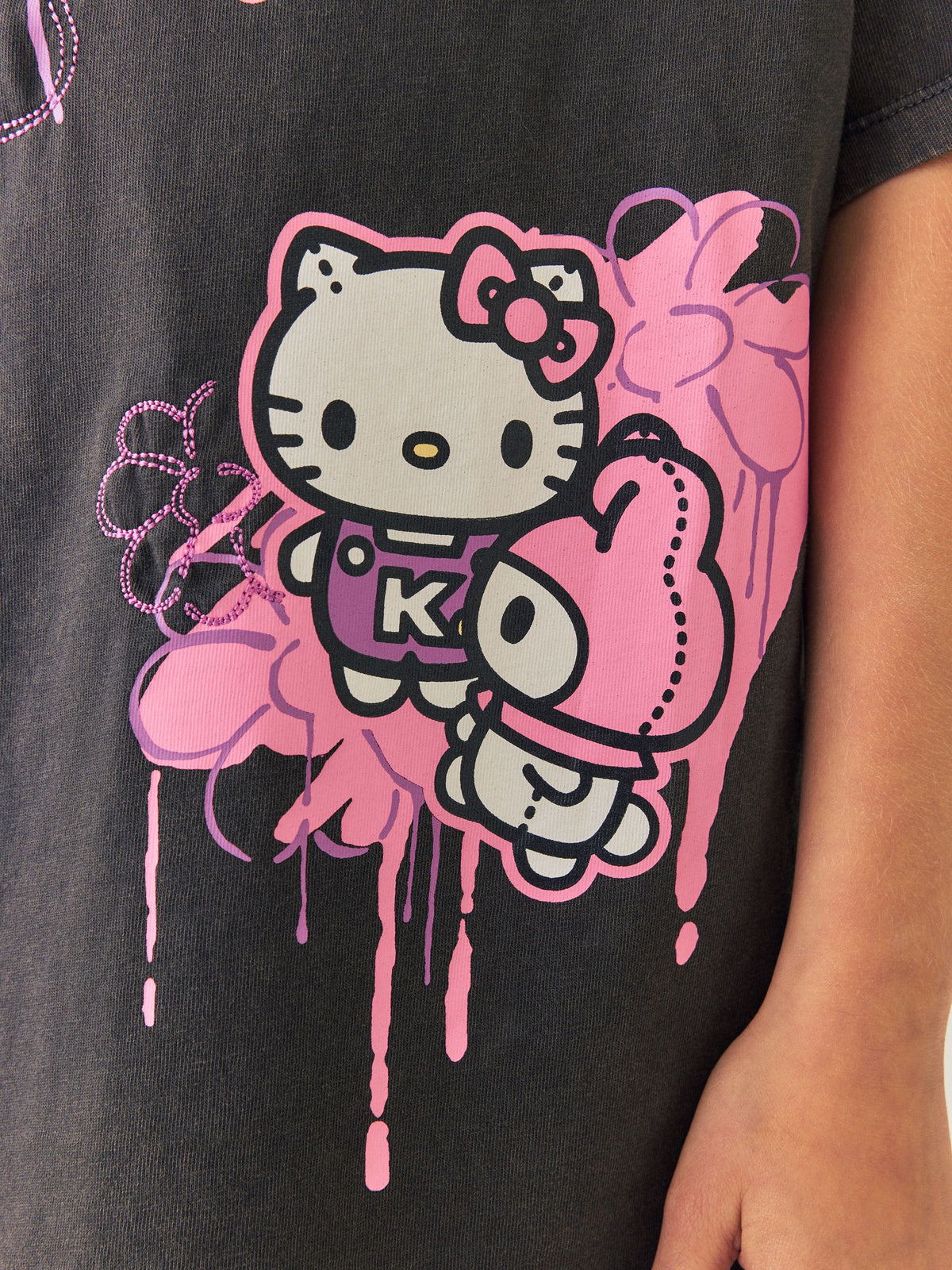 Charcoal Grey Hello Kitty Oversized Graphic T-Shirt (3-16yrs) - image 4
