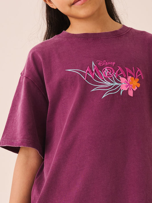 Dsiney Kidz - Purple Disney Moana Oversized Graphic T-Shirt (3-16yrs) image 1
