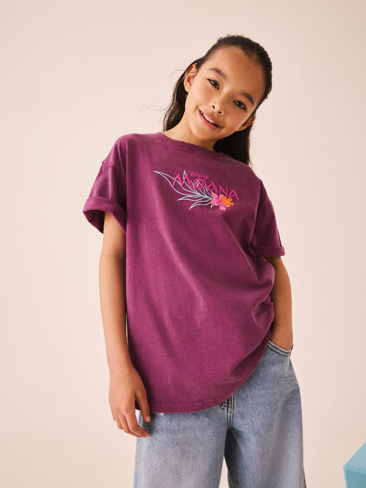 Dsiney Kidz - Purple Disney Moana Oversized Graphic T-Shirt (3-16yrs) image 2
