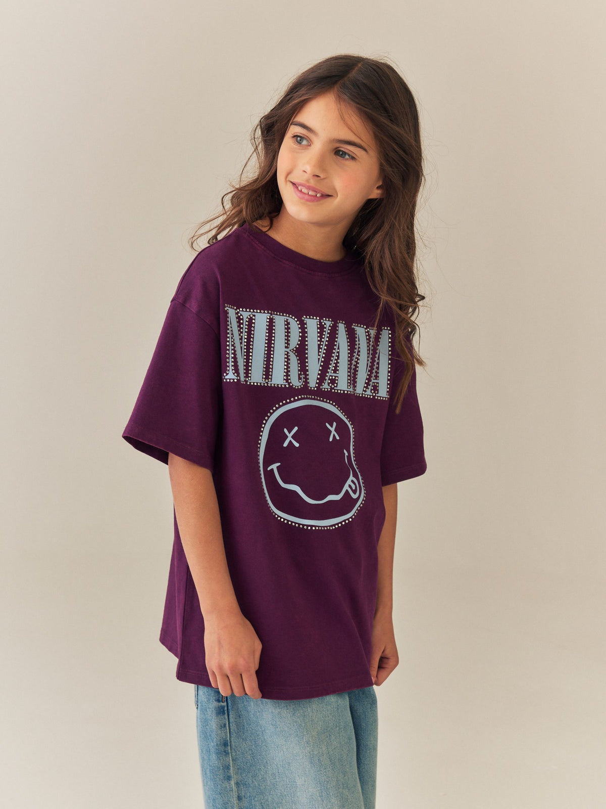 Berry Nirvana Stud Oversized Graphic T-Shirt (3-16yrs) - image 1
