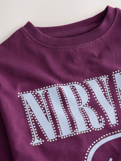 Berry Nirvana Stud Oversized Graphic T-Shirt (3-16yrs) - image 8