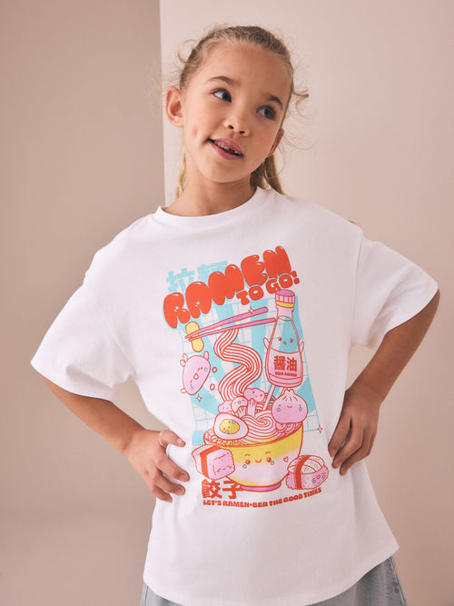 Dsiney Kidz - White Ramen Oversized Graphic T-Shirt (3-16yrs) image 1