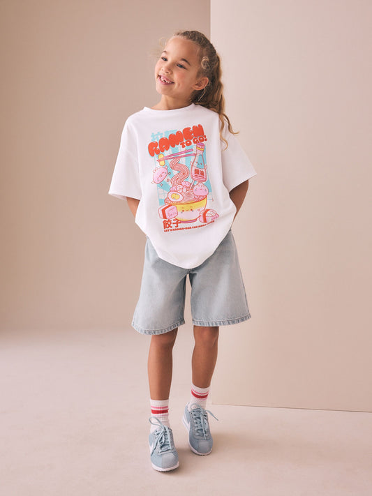 Dsiney Kidz - White Ramen Oversized Graphic T-Shirt (3-16yrs) image 2