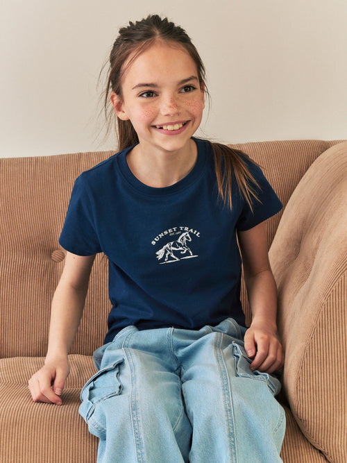 Dsiney Kidz - Navy Horse Fitted Graphic T-Shirt (3-16yrs) image 1