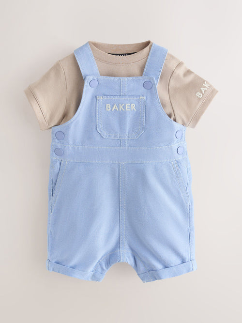 Baker by Ted Baker Blue/Stone Chambray Dungarees And T-Shirt Set image 1