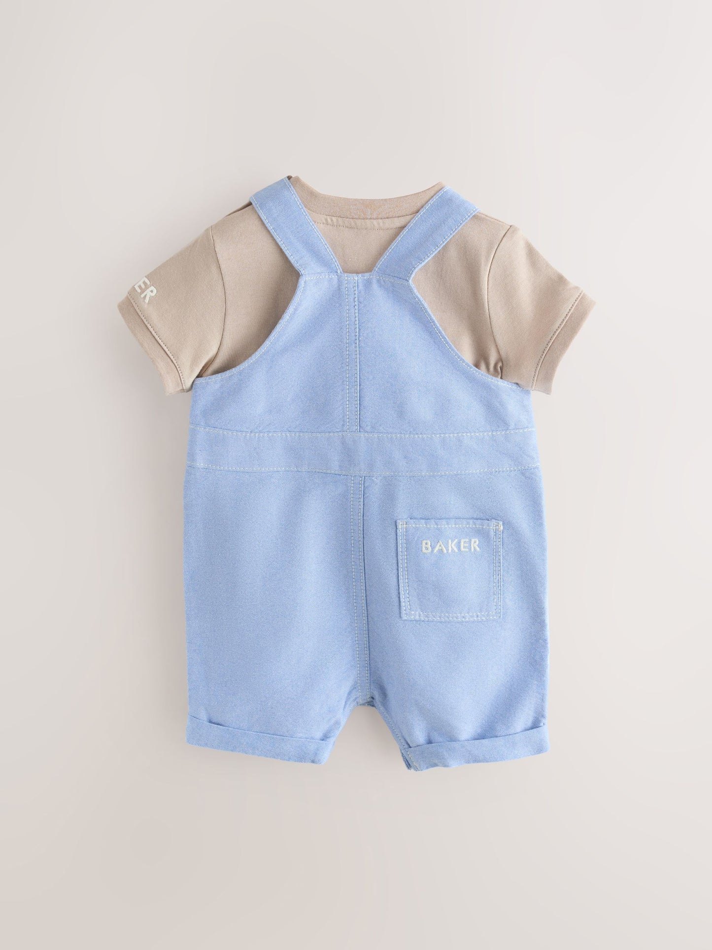 Baker by Ted Baker Blue/Stone Chambray Dungarees And T-Shirt Set image 2