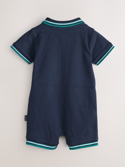 Baker by Ted Baker Blue Polo Rompersuits 2 Pack image 3