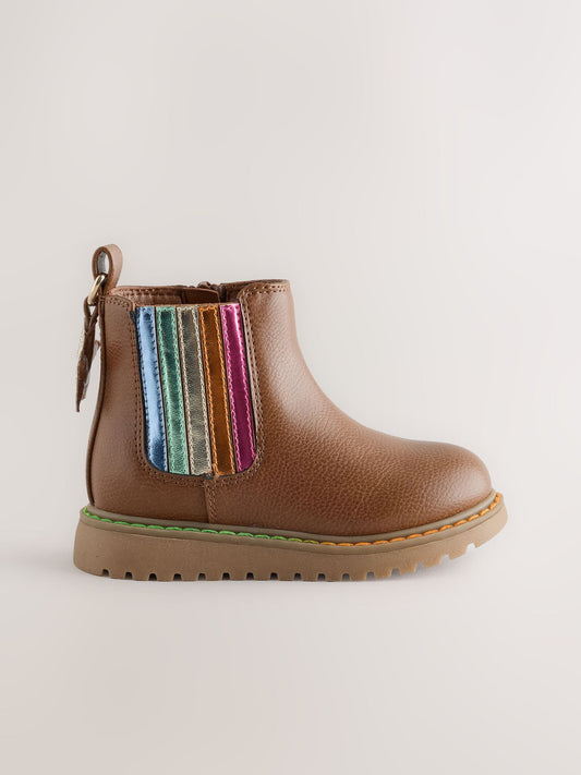 Little Bird Tan Brown Rainbow Star Chelsea Boots - image 1