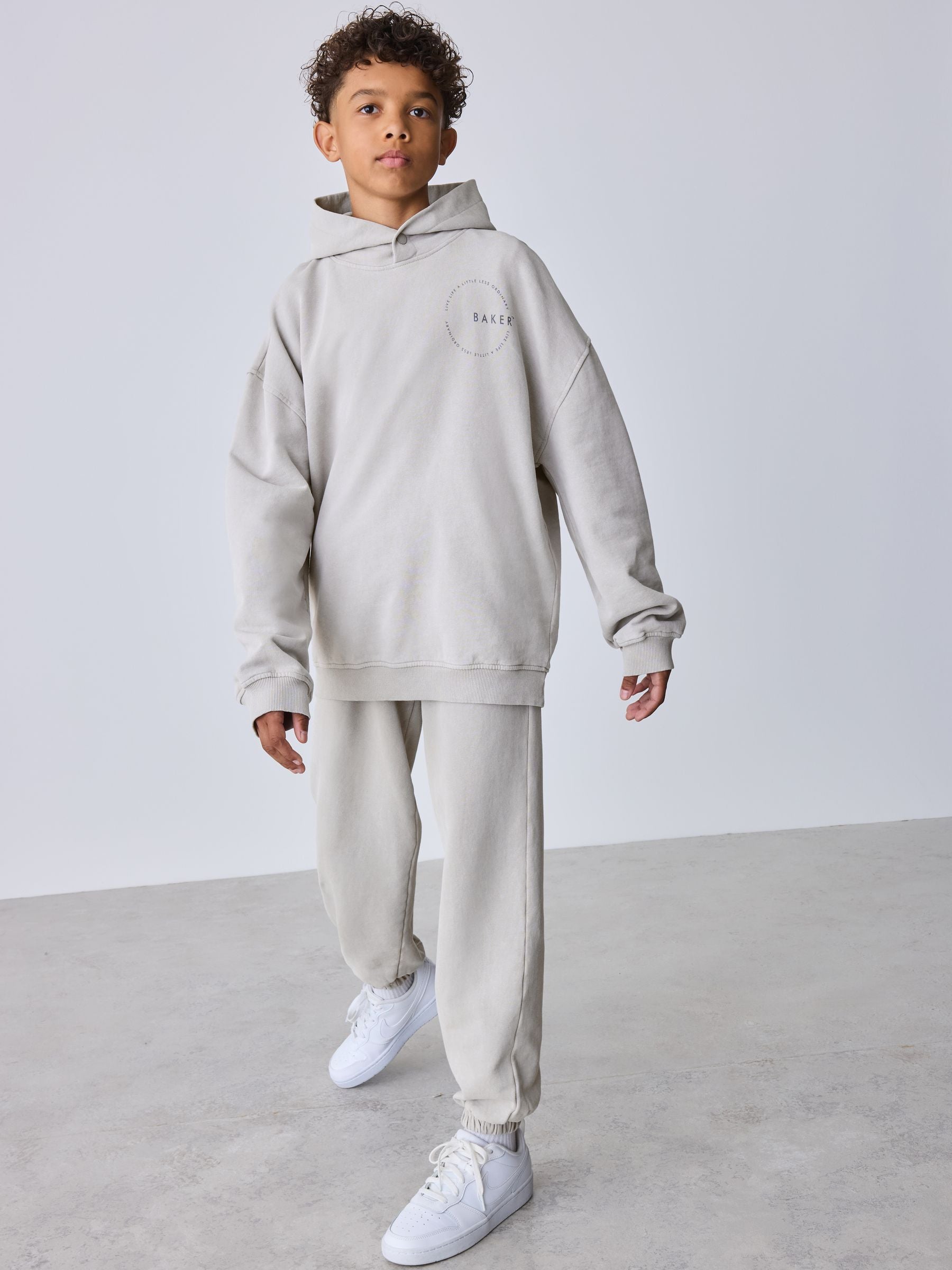 Dsiney Kidz - Baker by Ted Baker Stone Oversized Washed Hoodie and Joggers Set image 2