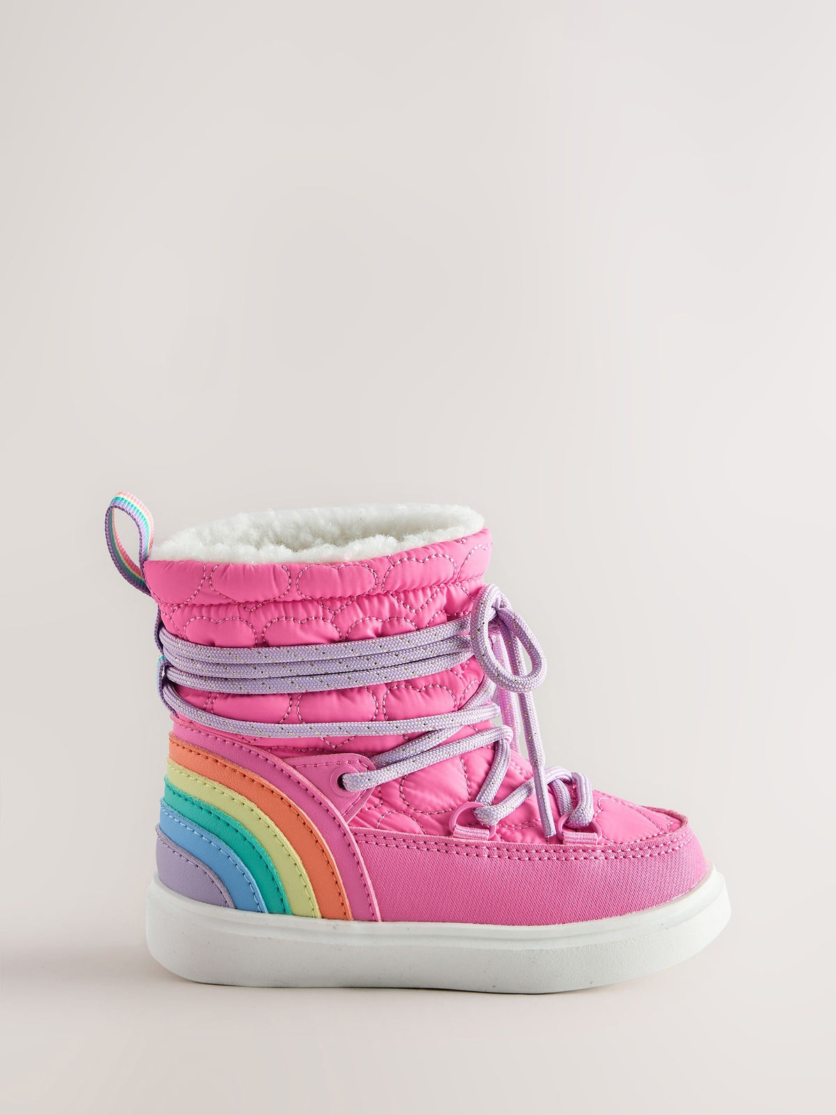 Little Bird Pink Pastel Rainbow Quilted Heart Snow Boots - image 1