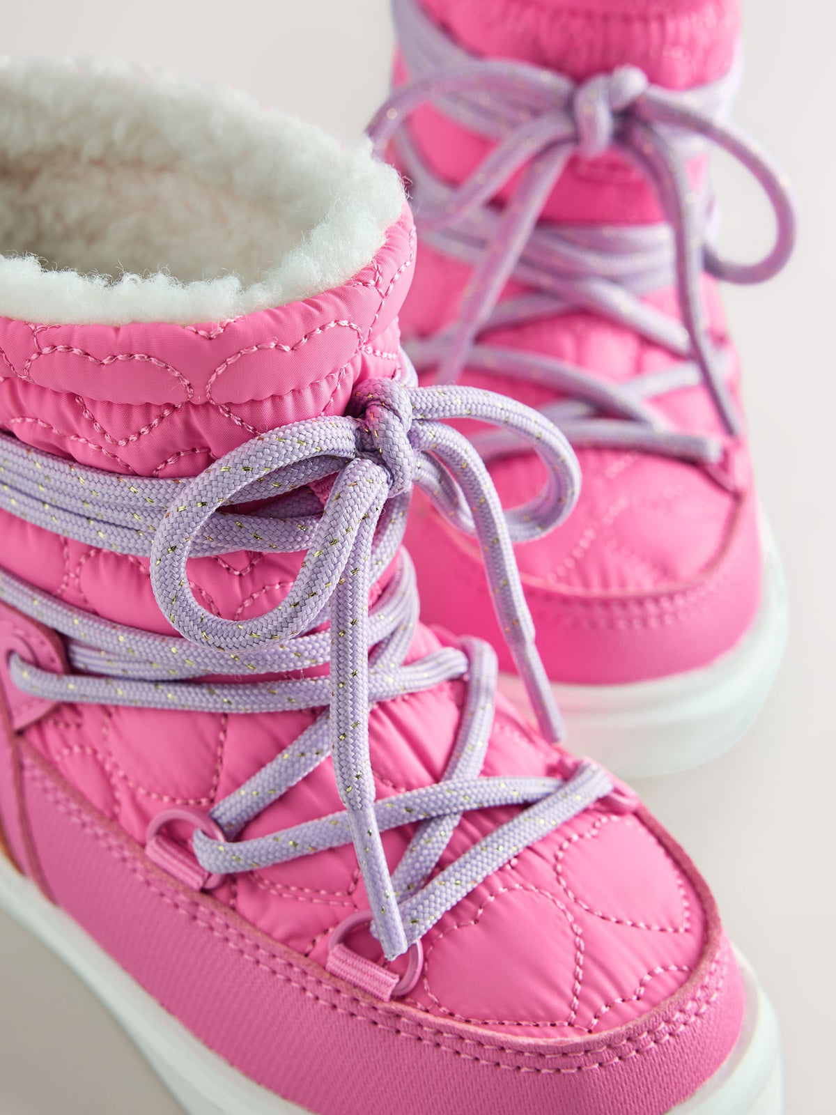 Little Bird Pink Pastel Rainbow Quilted Heart Snow Boots - image 3