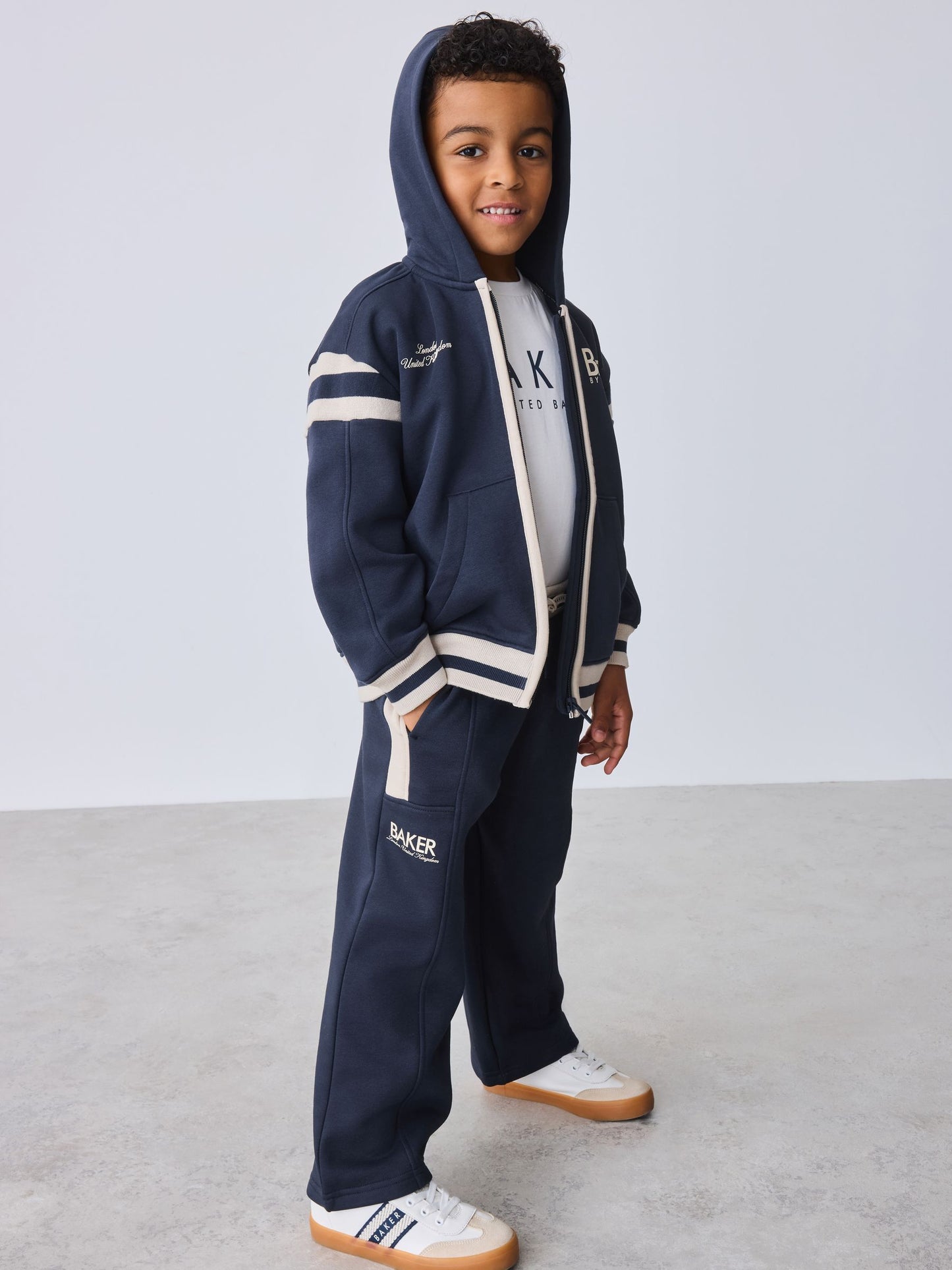 Dsiney Kidz - Baker by Ted Baker Varsity Zip Through Hoodie, T-Shirt and Wide Leg Joggers Set image 1