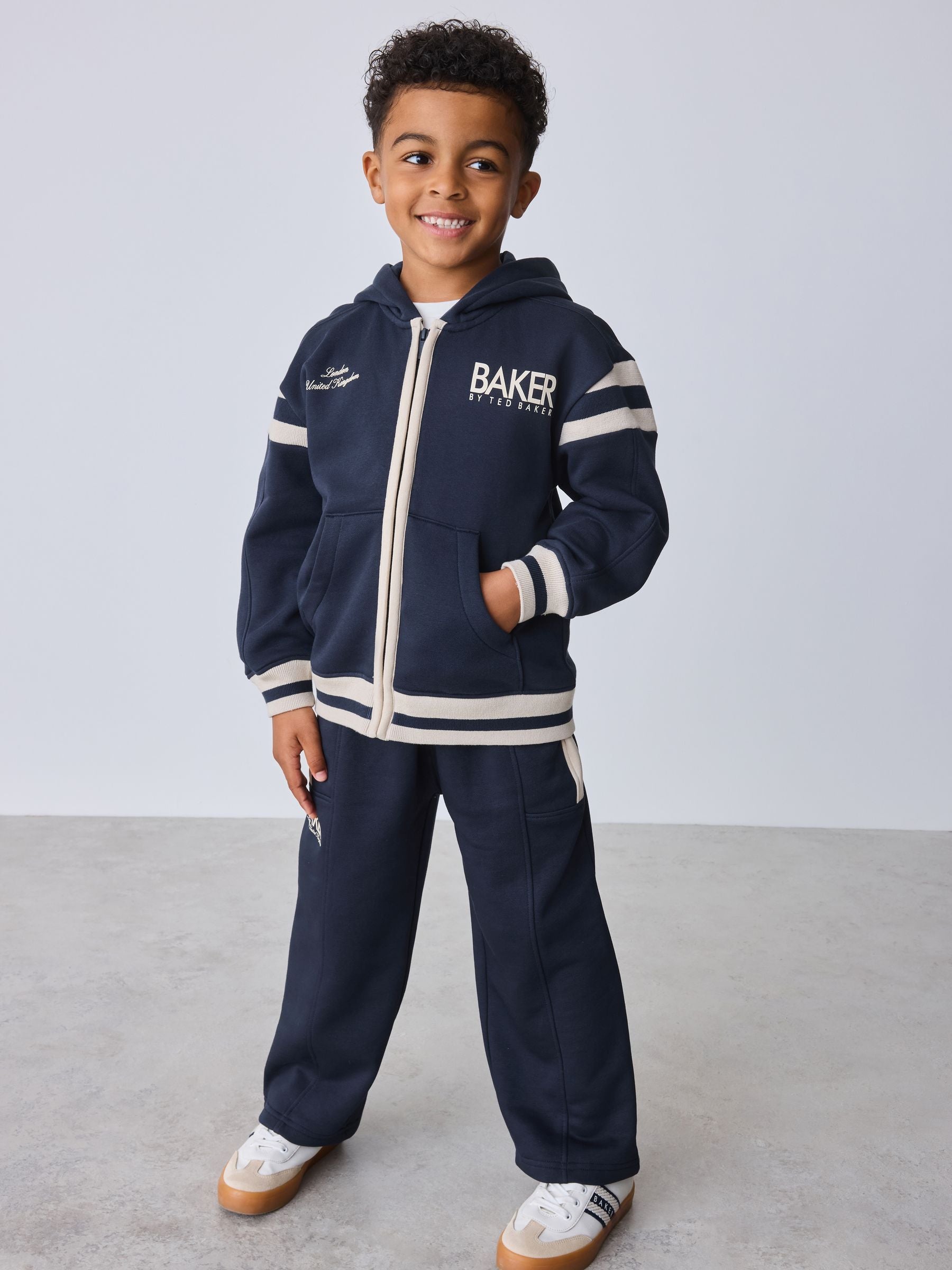 Dsiney Kidz - Baker by Ted Baker Varsity Zip Through Hoodie, T-Shirt and Wide Leg Joggers Set image 2