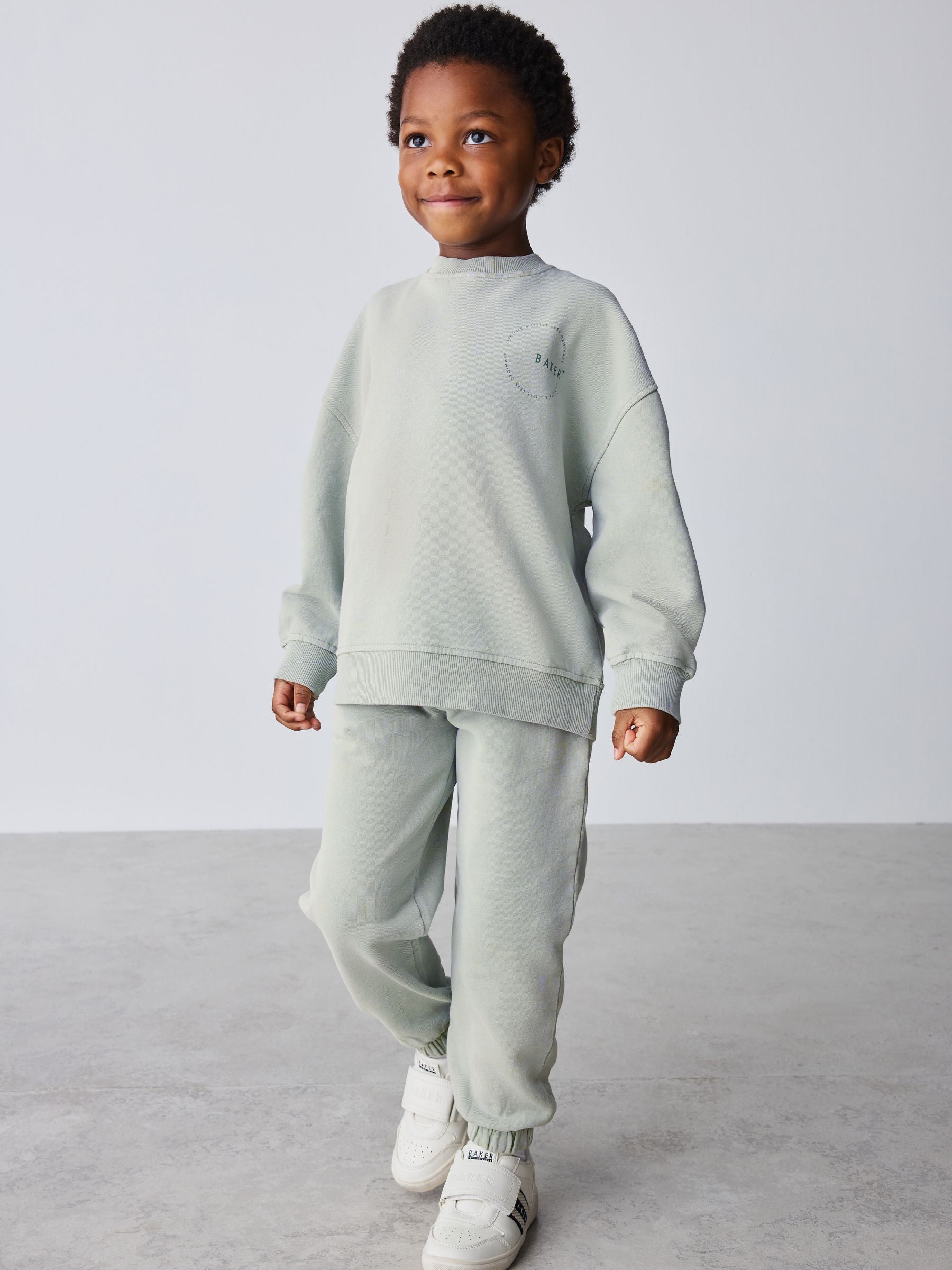 Dsiney Kidz - Baker by Ted Baker Green Oversized Washed Sweatshirt and Joggers Set image 1