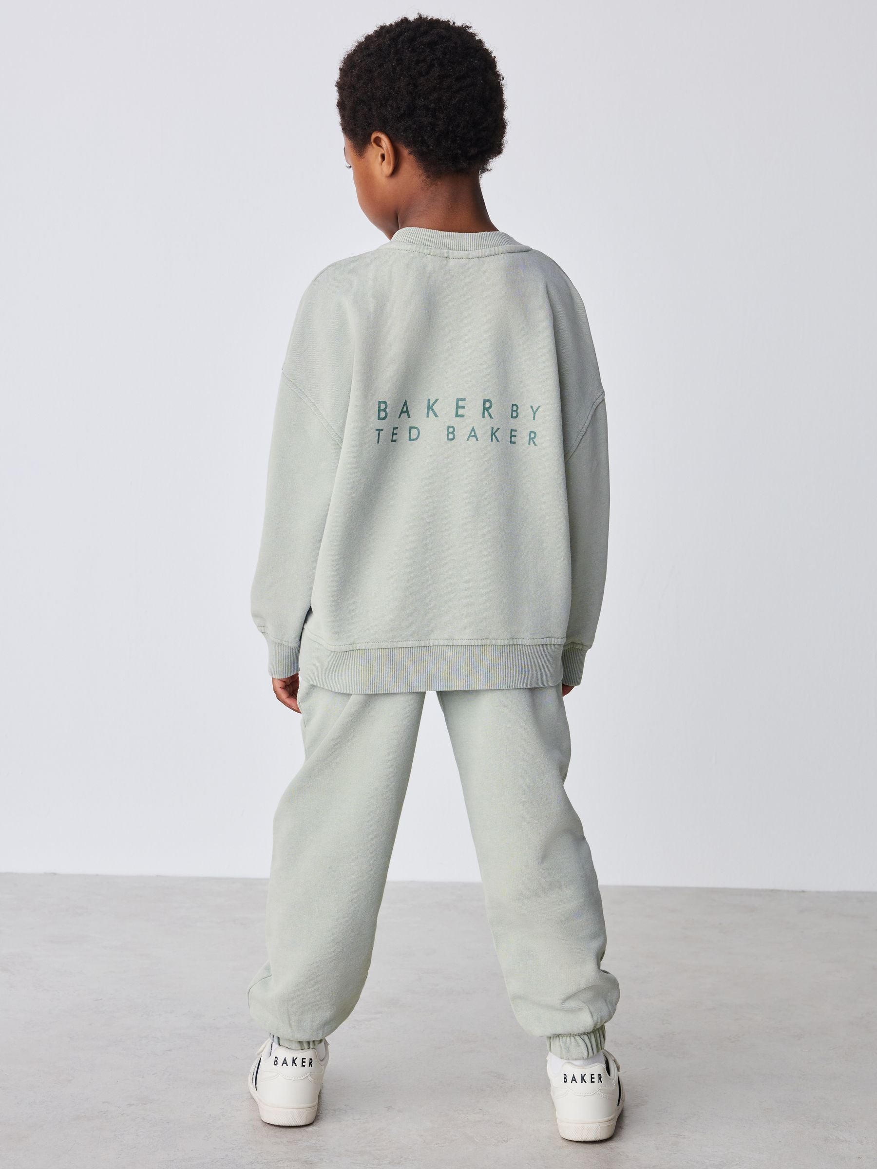 Dsiney Kidz - Baker by Ted Baker Green Oversized Washed Sweatshirt and Joggers Set image 2