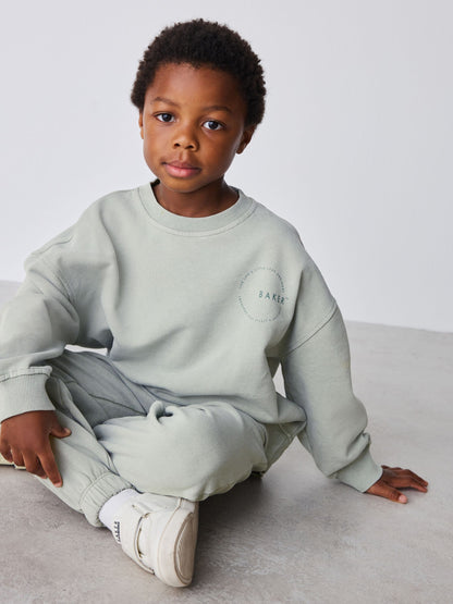 Dsiney Kidz - Baker by Ted Baker Green Oversized Washed Sweatshirt and Joggers Set image 5