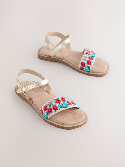 Multi Cherry Leather Beaded Sandals image 1