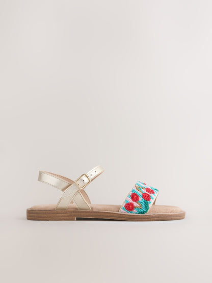 Multi Cherry Leather Beaded Sandals image 2