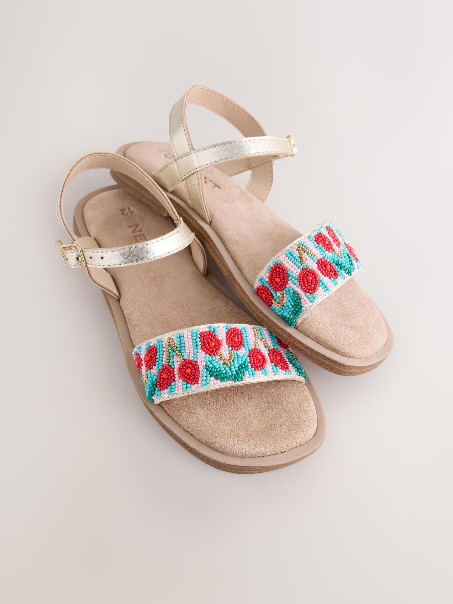 Multi Cherry Leather Beaded Sandals image 3