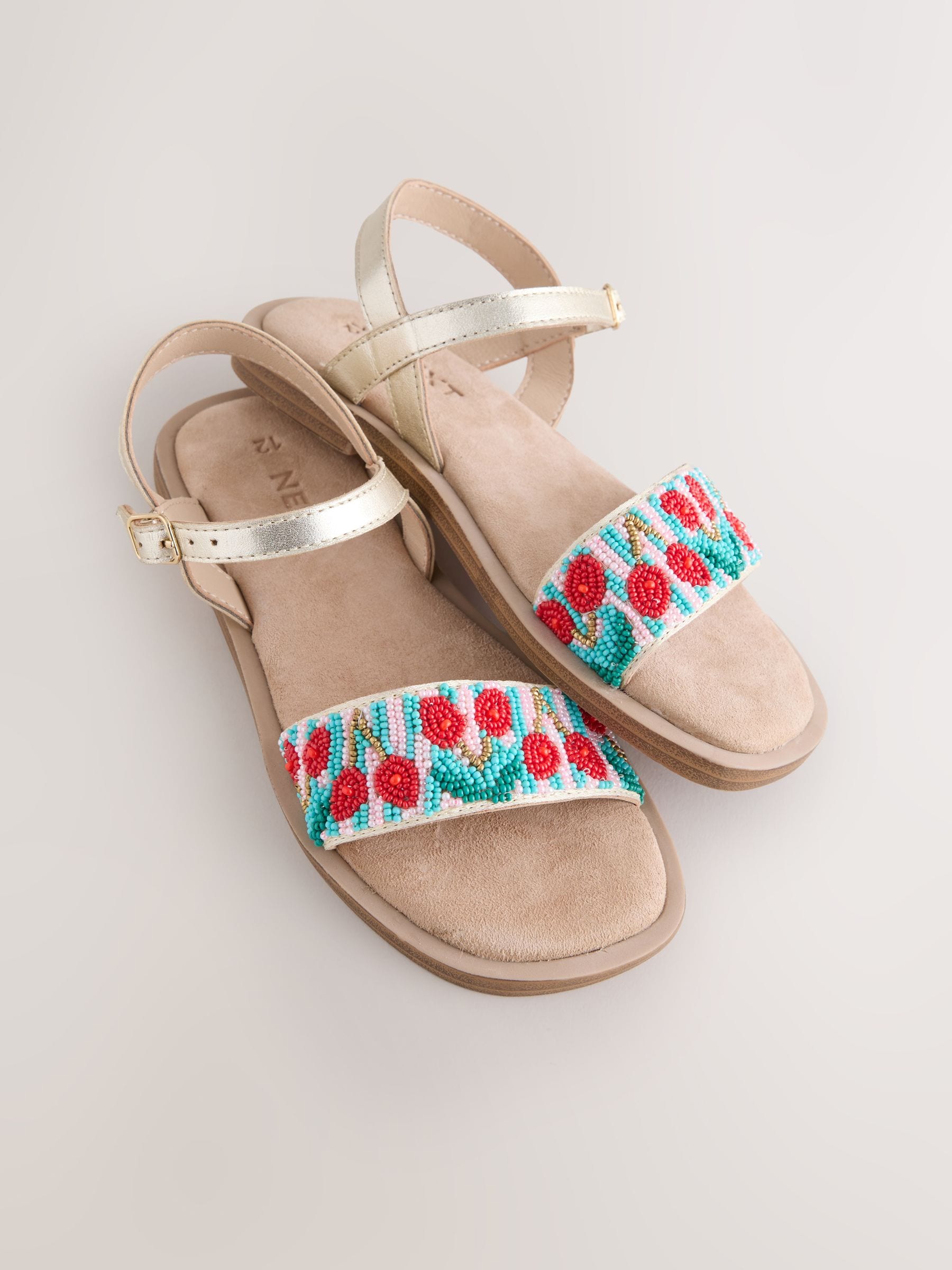 Multi Cherry Leather Beaded Sandals image 3