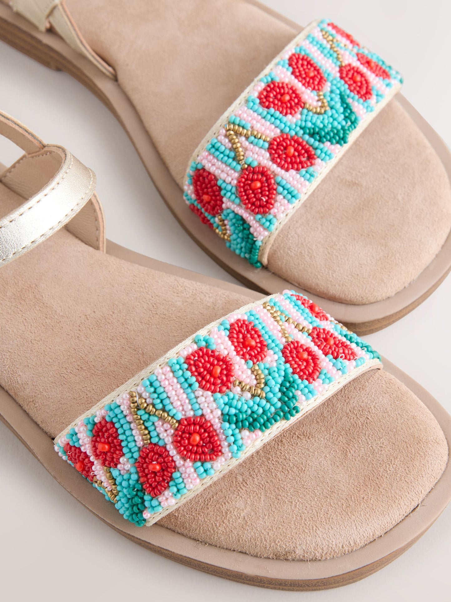 Multi Cherry Leather Beaded Sandals image 4