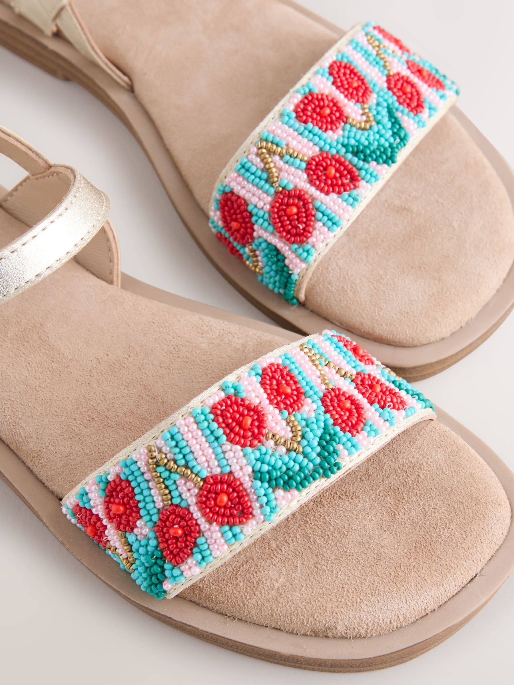 Multi Cherry Leather Beaded Sandals image 4