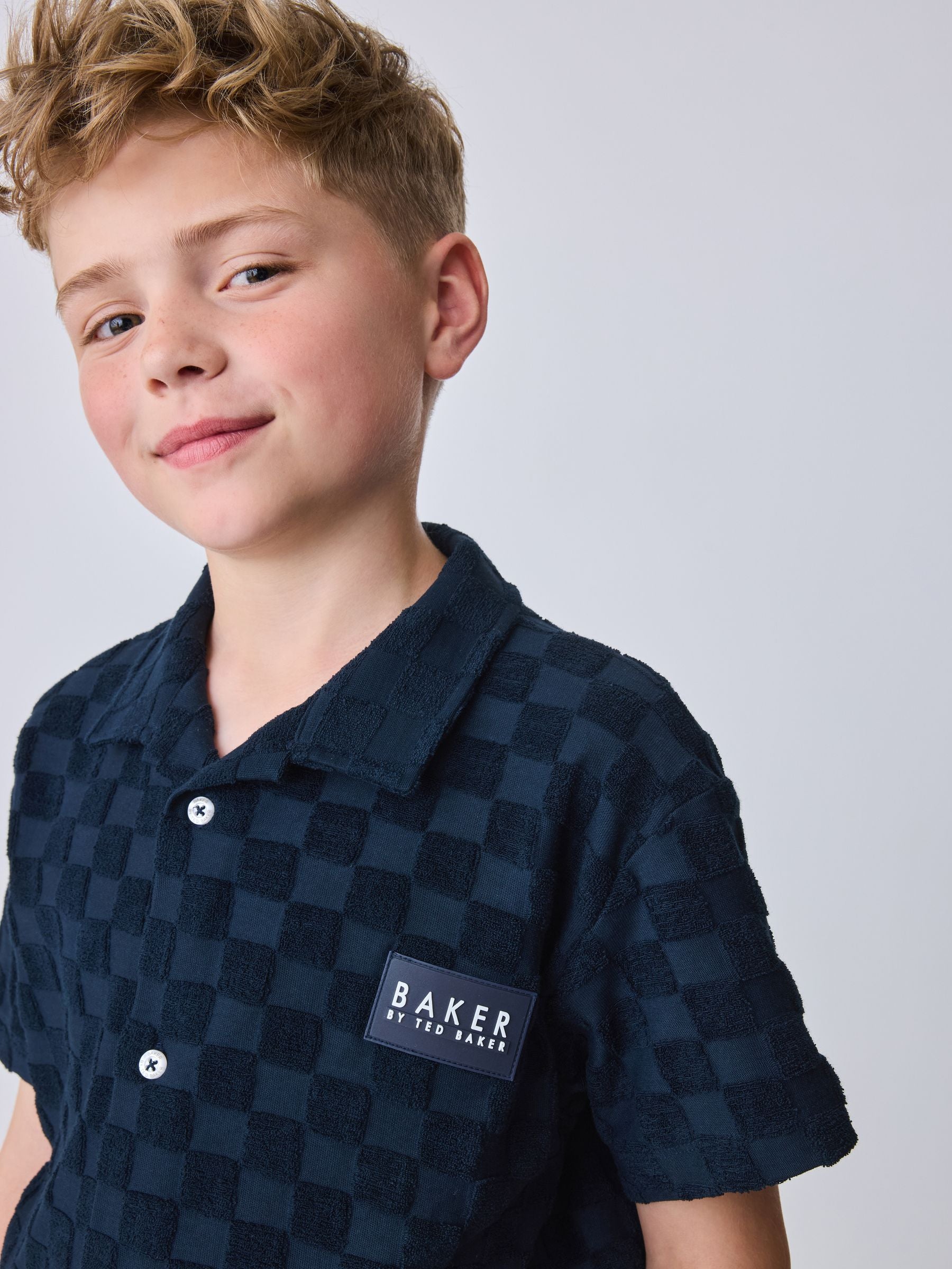 Dsiney Kidz - Baker by Ted Baker Navy Towelling Shirt and Shorts Set image 3