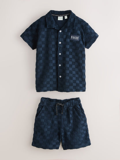 Dsiney Kidz - Baker by Ted Baker Navy Towelling Shirt and Shorts Set image 6