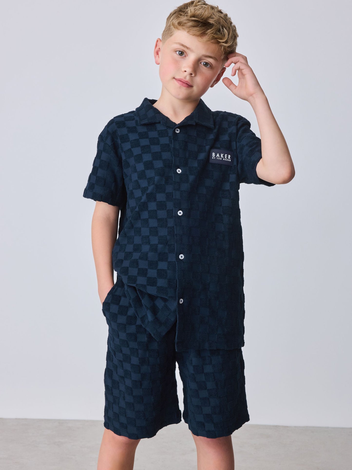 Dsiney Kidz - Baker by Ted Baker Navy Towelling Shirt and Shorts Set image 1