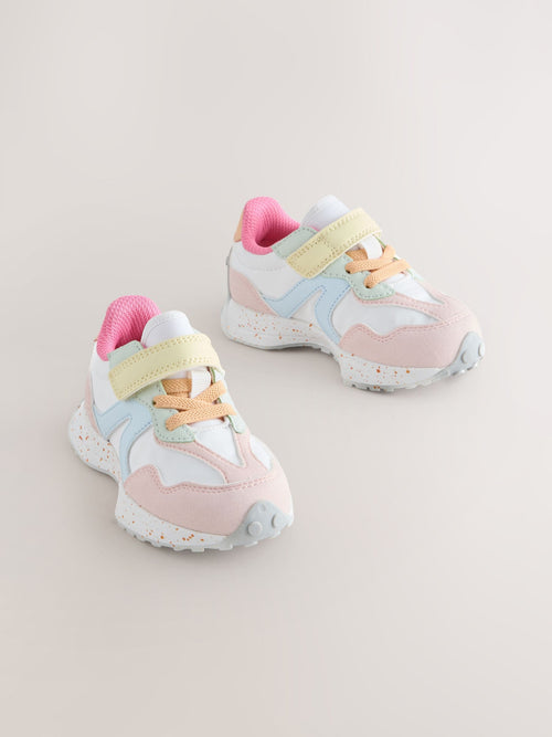 Multi Pastel Elastic Lace Touch Fasten Trainers image 1