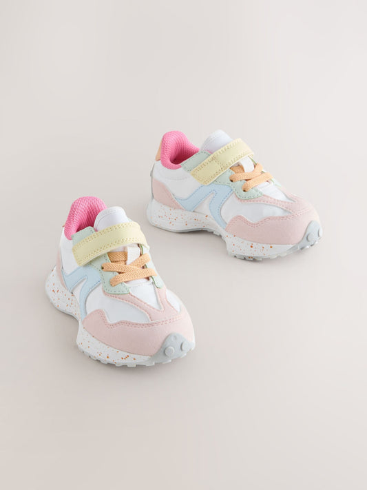 Multi Pastel Elastic Lace Touch Fasten Trainers image 1