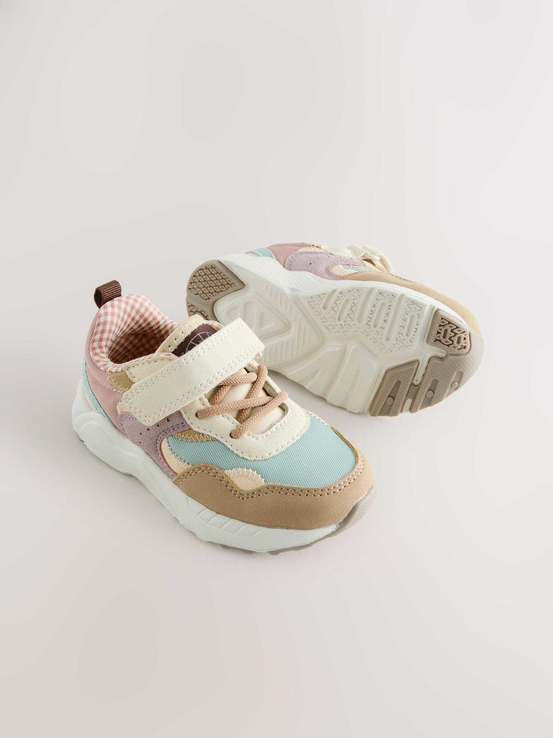 Multi Neutral Wide Fit (G) Elastic Lace Touch Fasten Trainers image 3