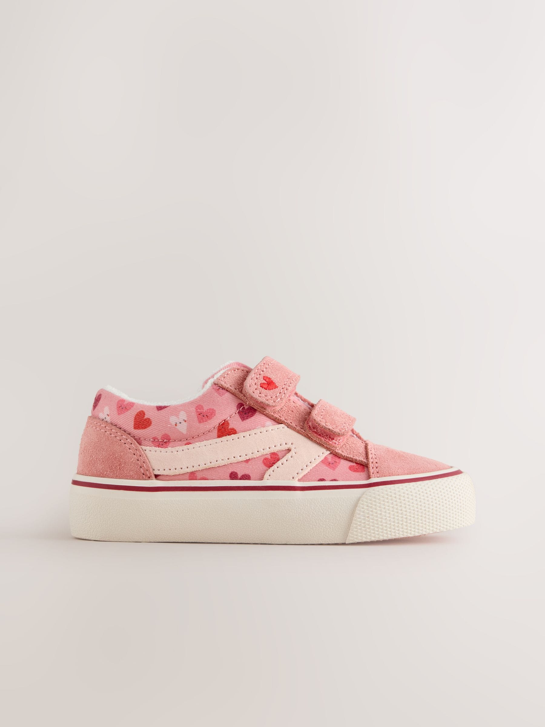 Pink Heart Wide Fit (G) Touch Fastening Trainers image 2