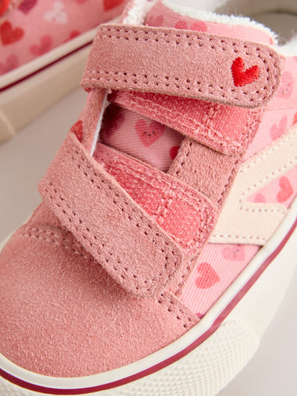 Pink Heart Wide Fit (G) Touch Fastening Trainers image 6