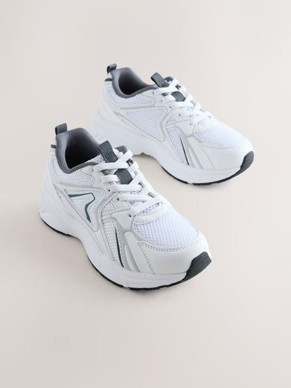 White Elastic Lace Mesh Trainers image 1