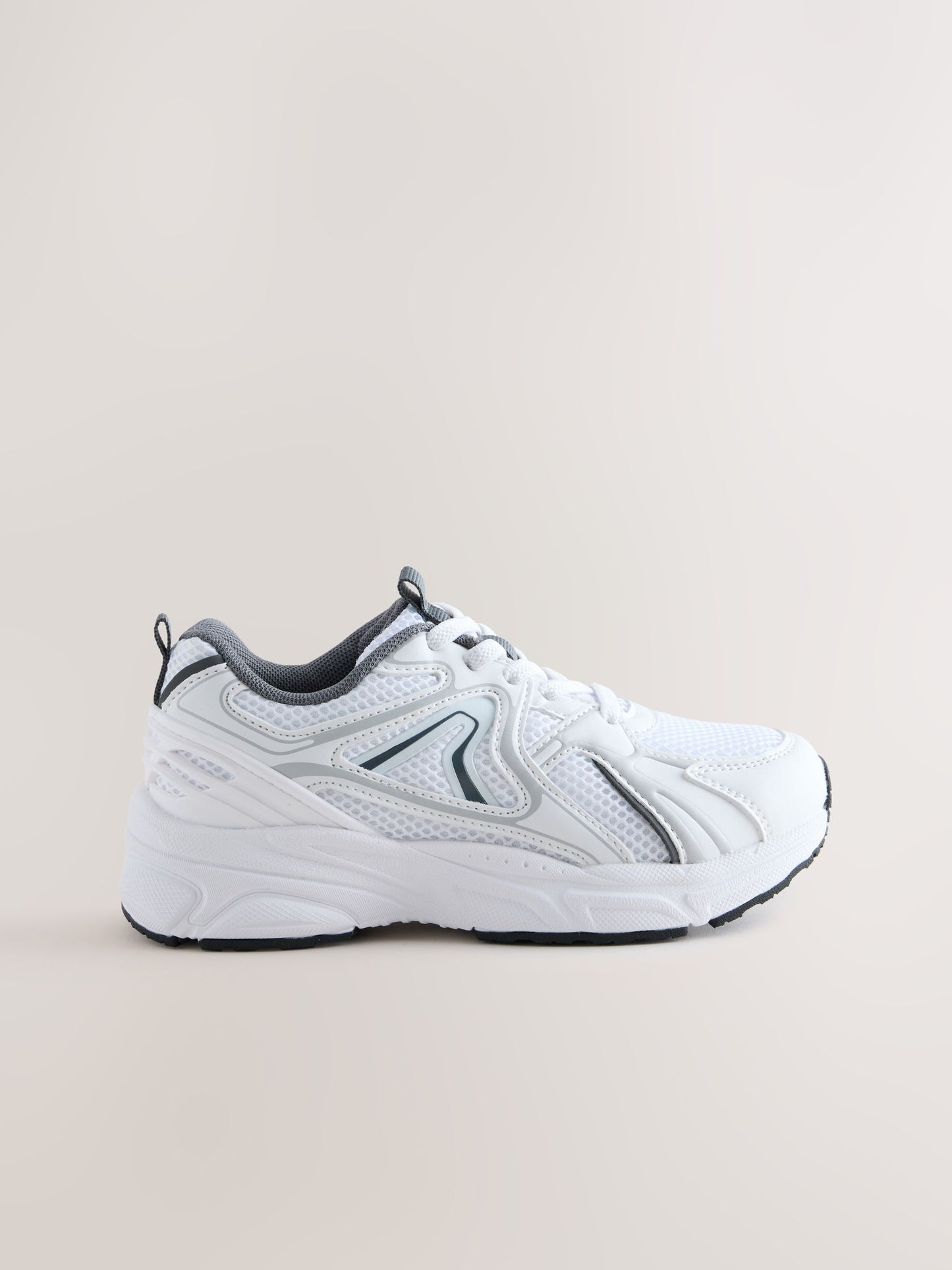 White Elastic Lace Mesh Trainers image 2