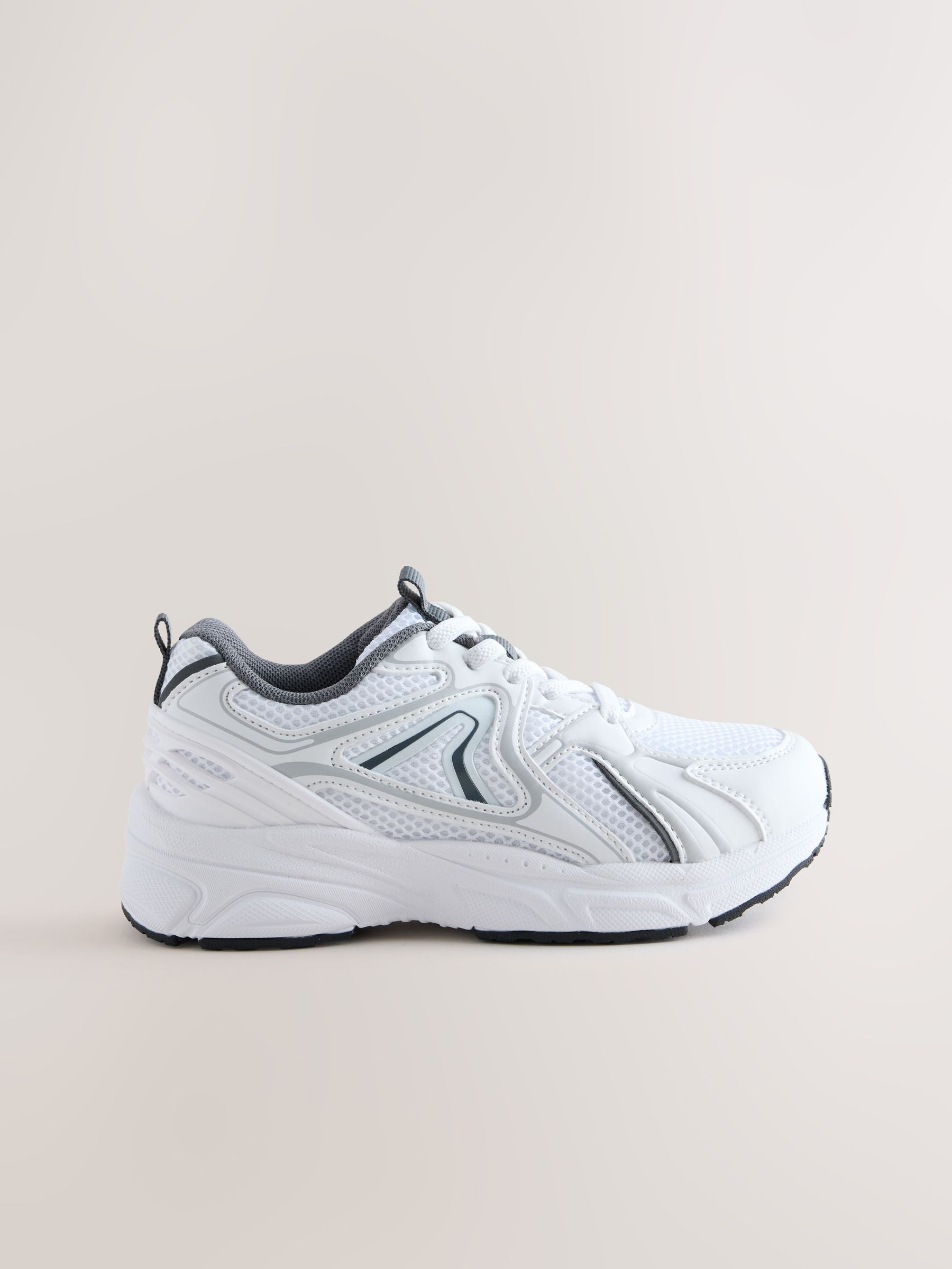 White Elastic Lace Mesh Trainers image 2
