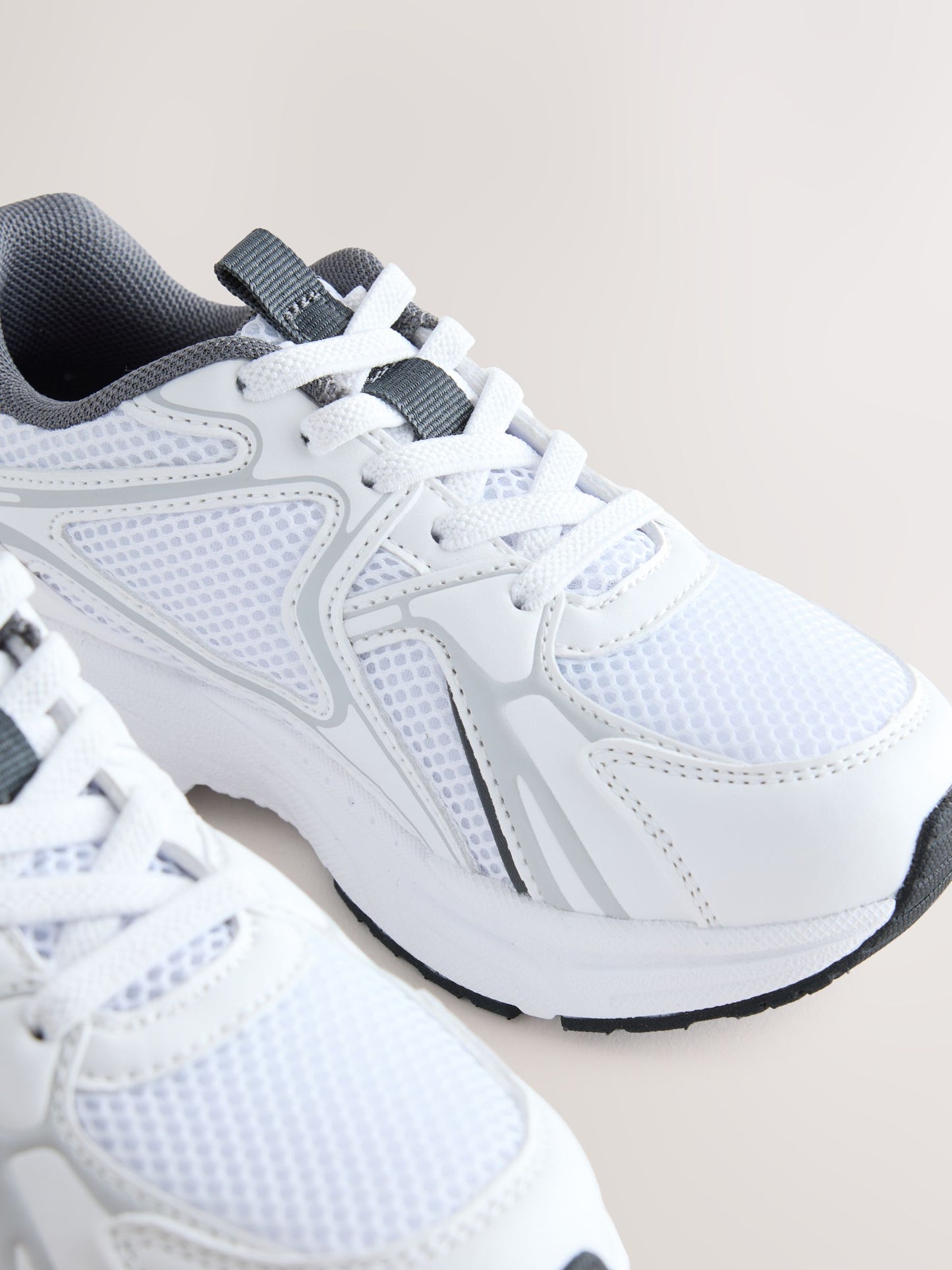 White Elastic Lace Mesh Trainers image 5