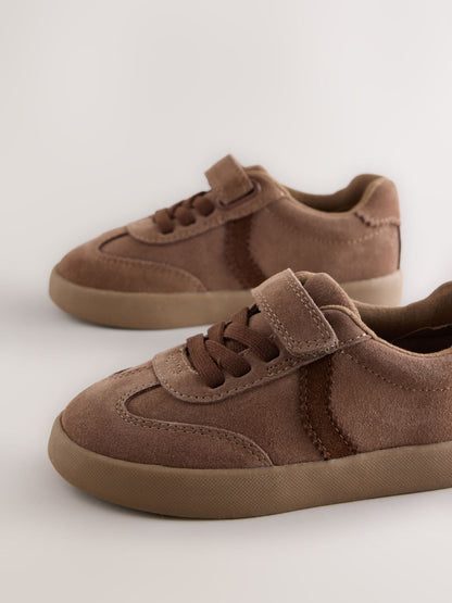 Chocolate Brown Suede Standard Fit (F) Touch Fastening Elastic Lace Trainers image 3