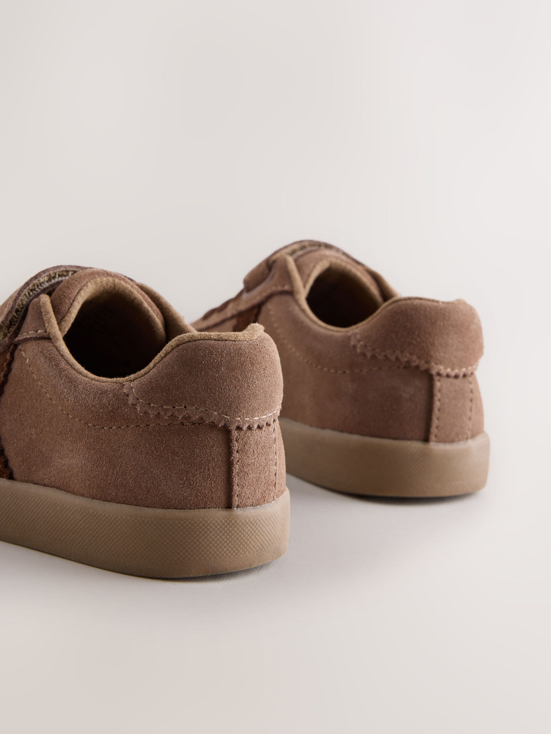 Chocolate Brown Suede Standard Fit (F) Touch Fastening Elastic Lace Trainers image 4