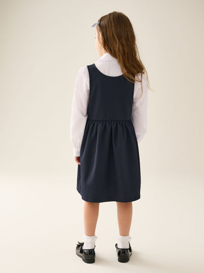 Navy Blue Asymmetric Bow Front School Pinafore Dress (3-14yrs) image 3