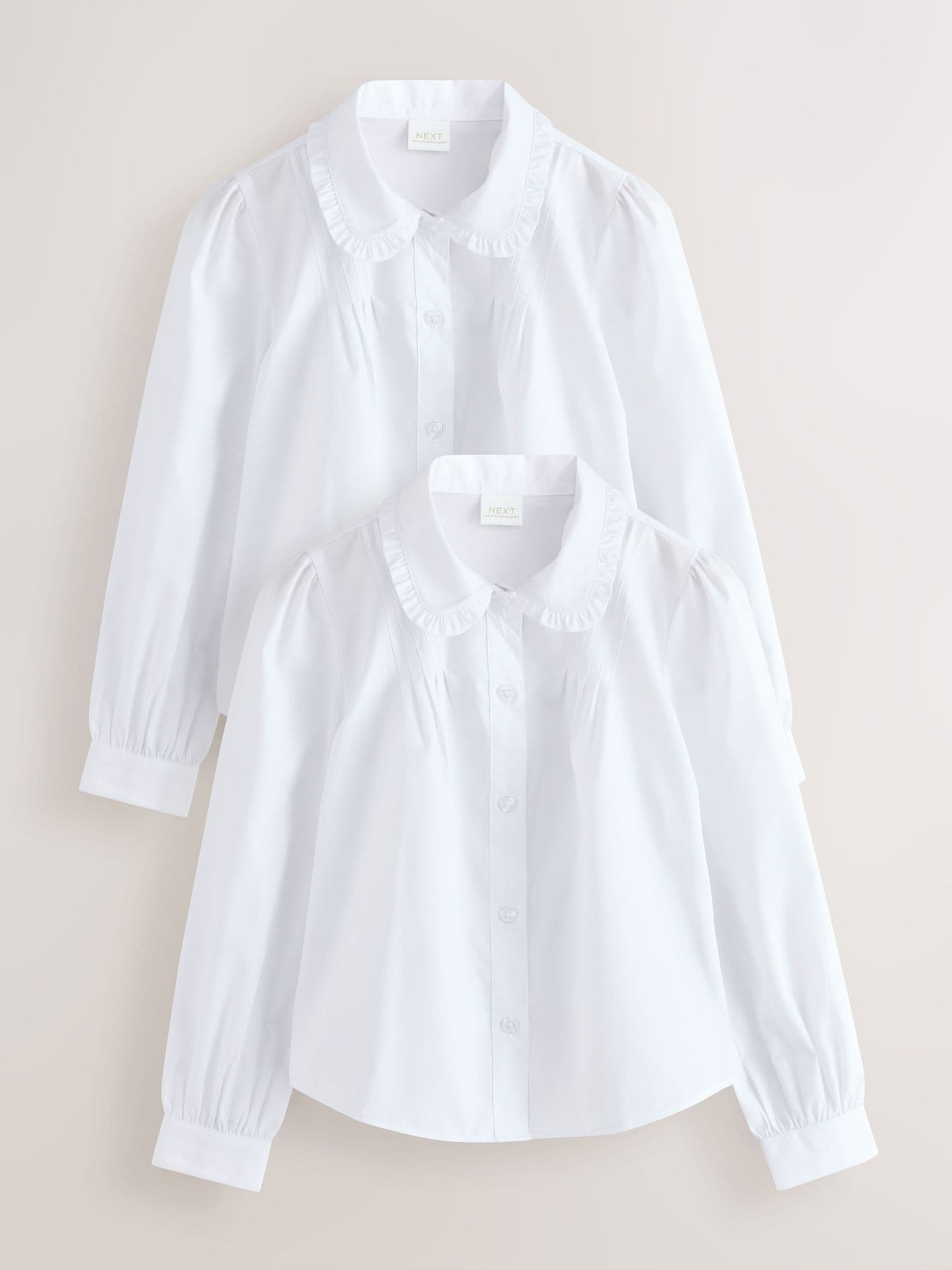 Dsiney Kidz - White Girls Long Sleeve Ruffle Collar School Shirts 2 Pack (3-14yrs) image 1