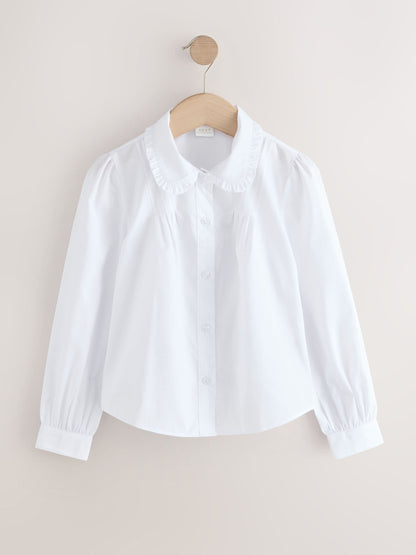 Dsiney Kidz - White Girls Long Sleeve Ruffle Collar School Shirts 2 Pack (3-14yrs) image 2