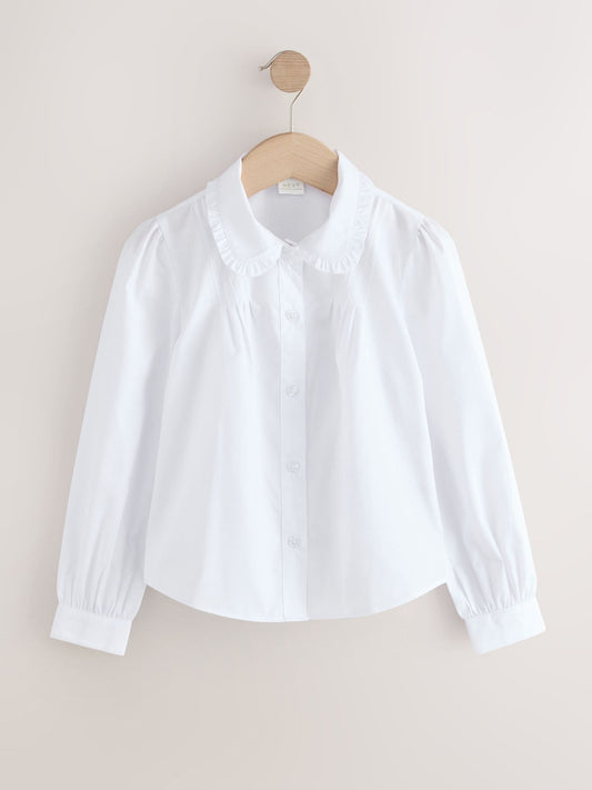Dsiney Kidz - White Girls Long Sleeve Ruffle Collar School Shirts 2 Pack (3-14yrs) image 2