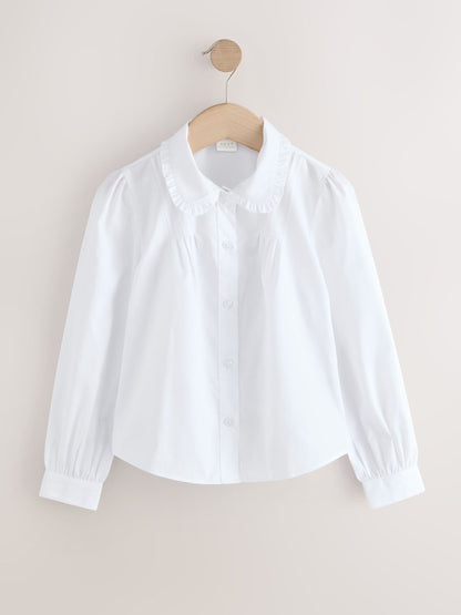 Dsiney Kidz - White Girls Long Sleeve Ruffle Collar School Shirts 2 Pack (3-14yrs) image 4
