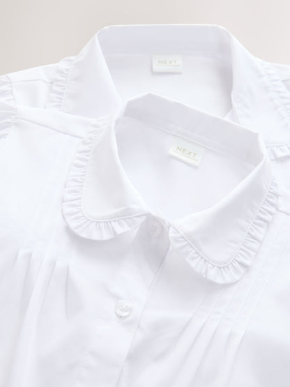 Dsiney Kidz - White Girls Long Sleeve Ruffle Collar School Shirts 2 Pack (3-14yrs) image 5