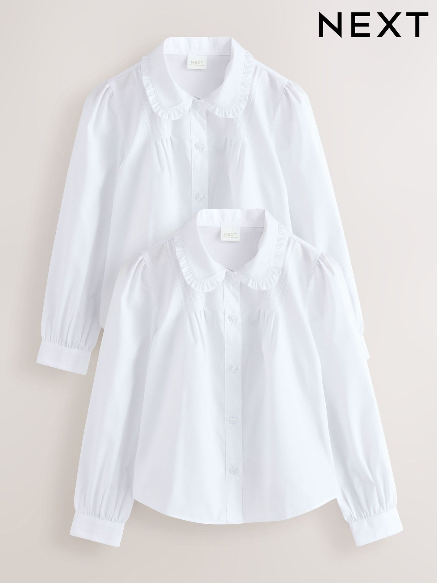 Dsiney Kidz - White Girls Long Sleeve Ruffle Collar School Shirts 2 Pack (3-14yrs) image 7
