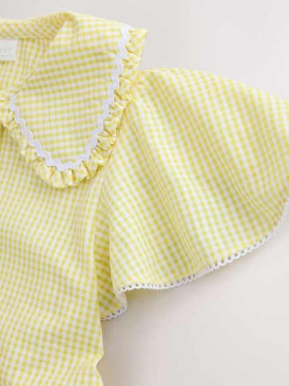Dsiney Kidz - Yellow Gingham Cotton Rich Angel Sleeve School Dress (3-14yrs) image 10